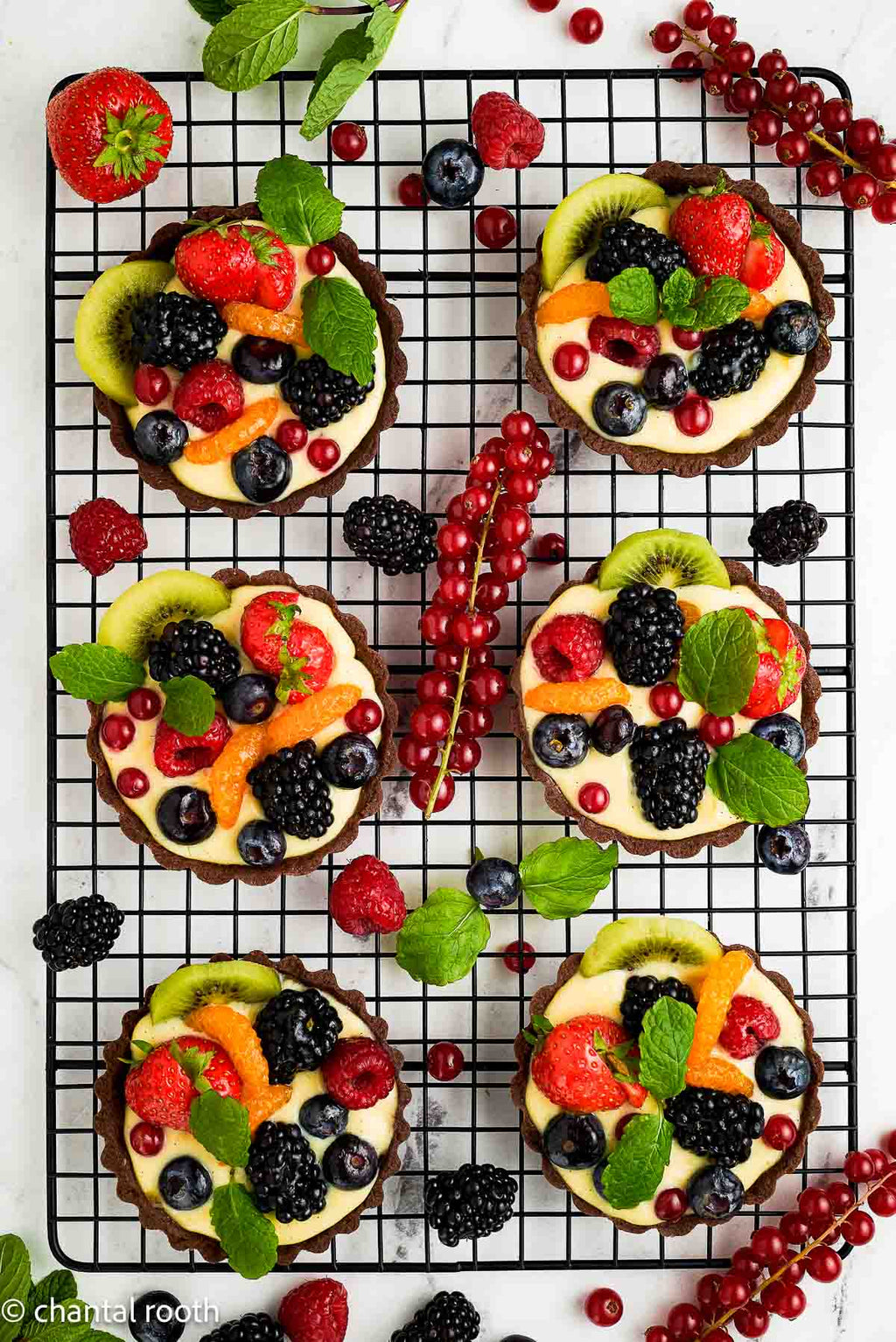 Chocolate Fruit Tarts with Orange Pastry Cream
