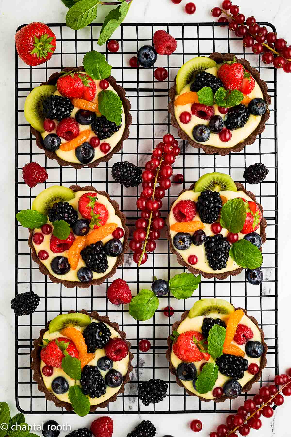 Chocolate Fruit Tarts with Orange Pastry Cream