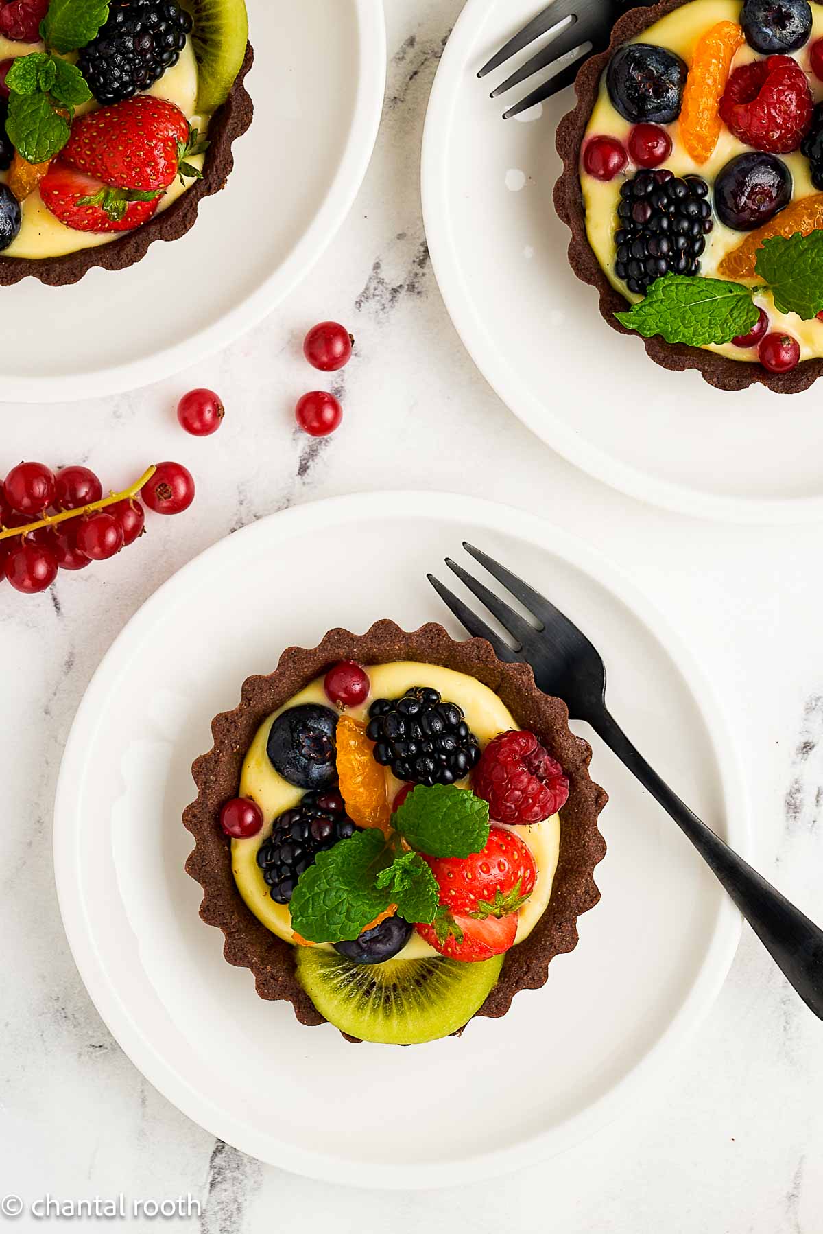 Chocolate Fruit Tarts with Orange Pastry Cream