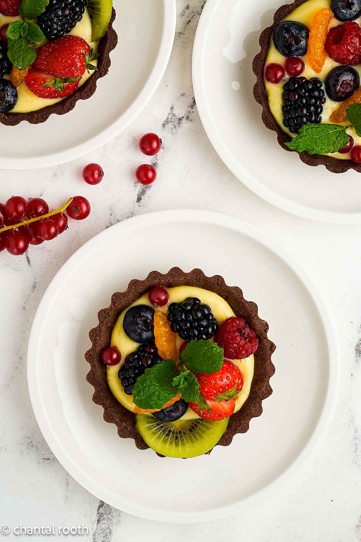 Chocolate Fruit Tarts with Orange Pastry Cream