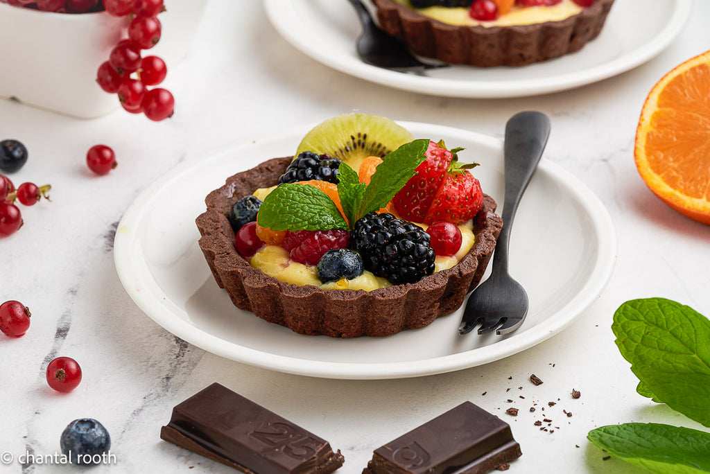 Chocolate Fruit Tarts with Orange Pastry Cream
