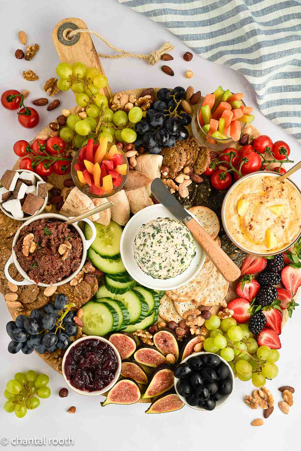 Boursin Style Cheese on a Charcuterie Board (vegan)