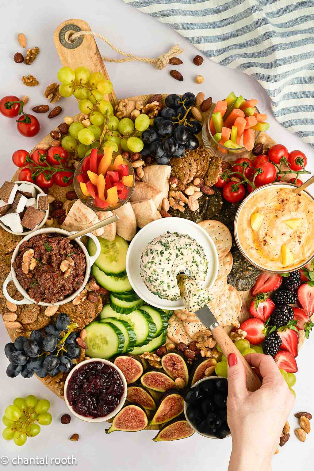 Boursin Style Cheese on a Charcuterie Board (vegan)