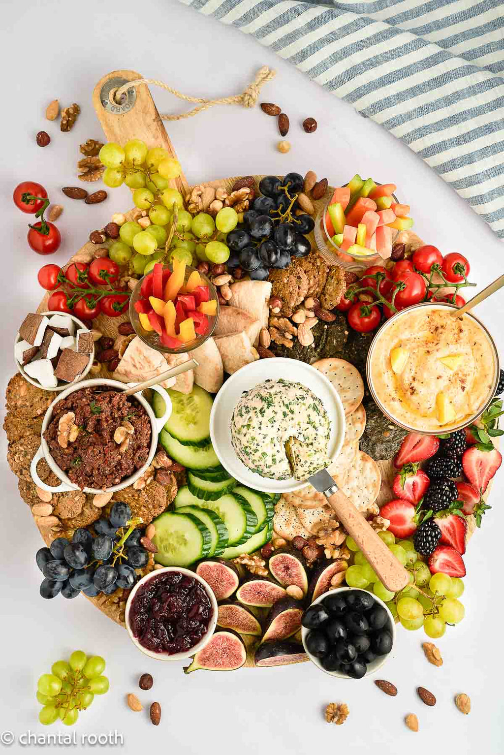 Boursin Style Cheese on a Charcuterie Board (vegan)