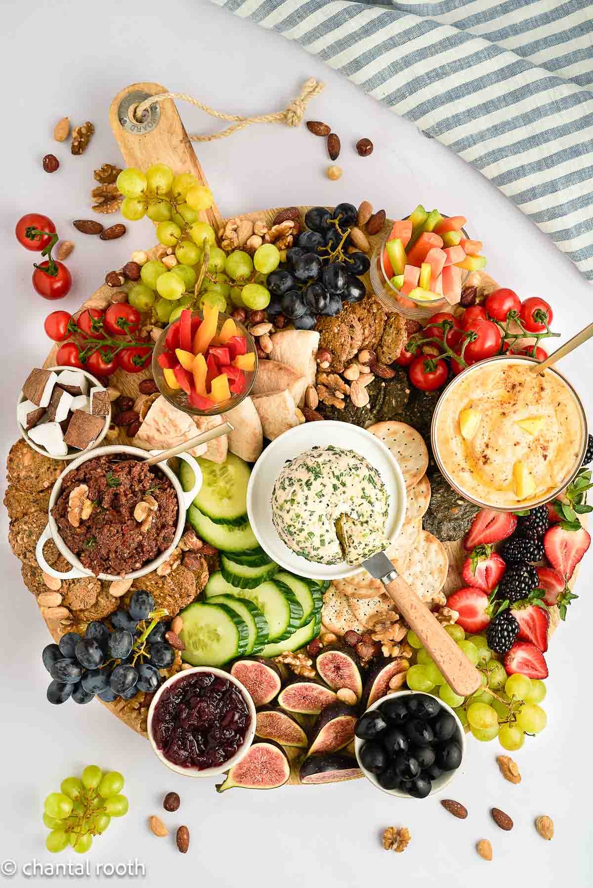 Boursin Style Cheese on a Charcuterie Board (vegan)