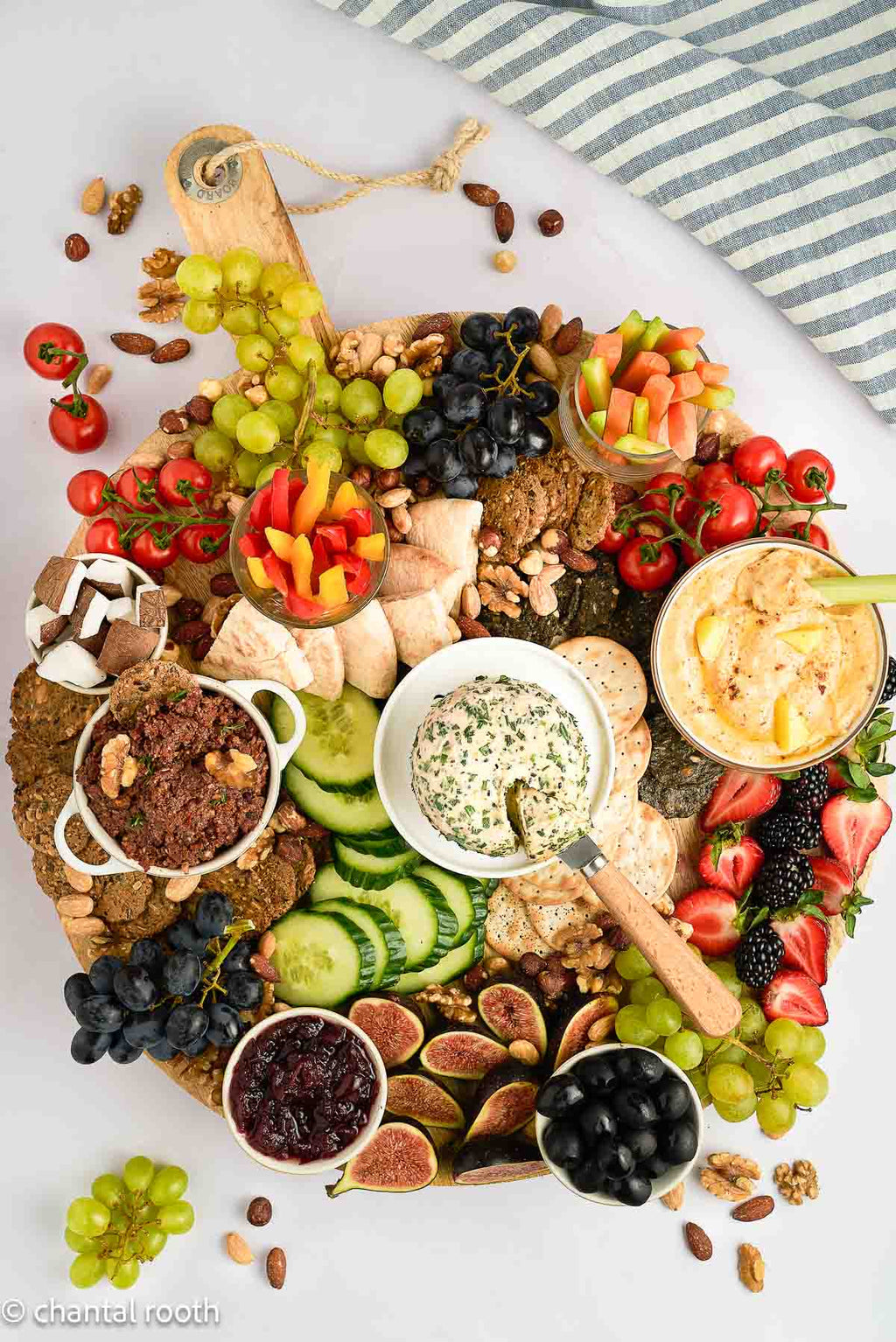 Boursin Style Cheese on a Charcuterie Board (vegan)