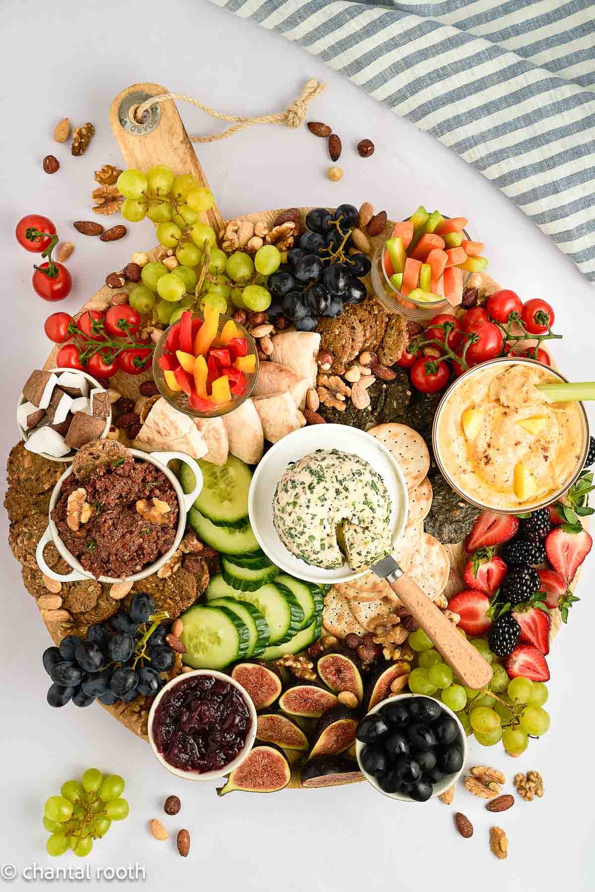 Boursin Style Cheese on a Charcuterie Board (vegan)