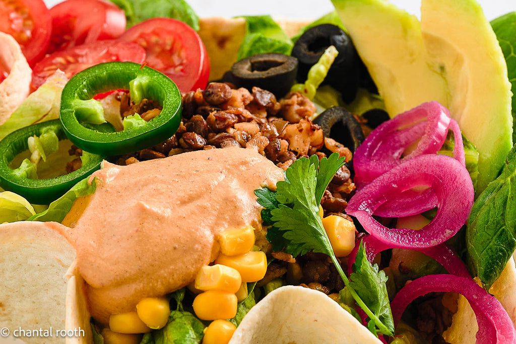 Vegan Taco Salad in Tortilla Bowls