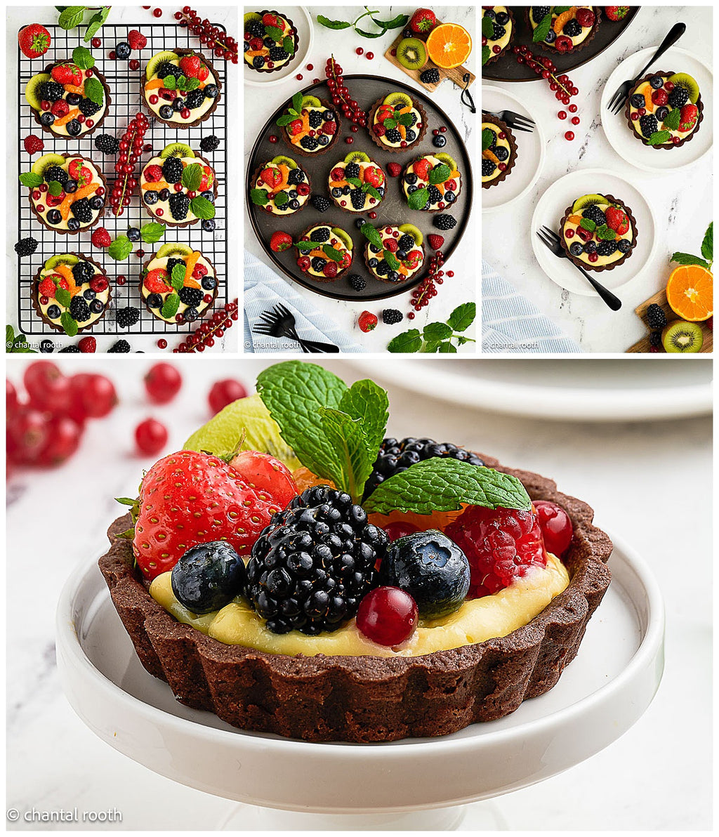 Chocolate Fruit Tarts with Orange Pastry Cream