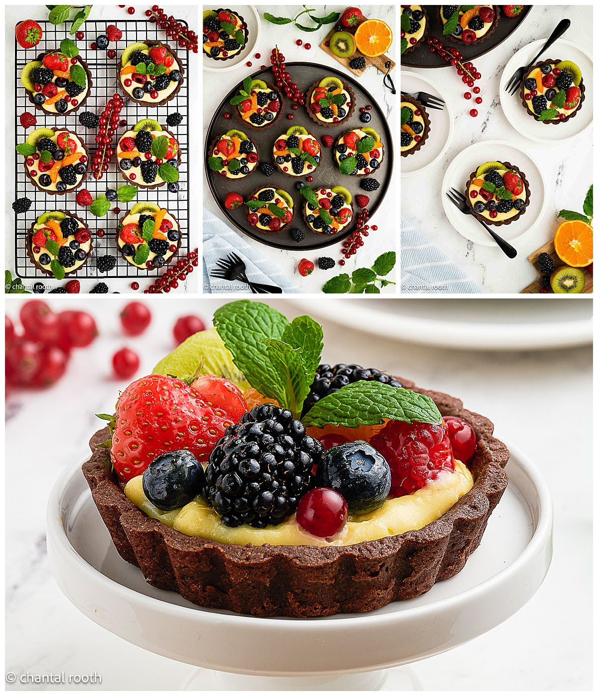 Chocolate Fruit Tarts with Orange Pastry Cream
